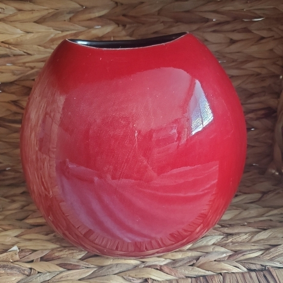 Mid Century Modern Poole Pottery Blue Red Lava Made In England Vase 7 1/2" - Picture 3 of 9
